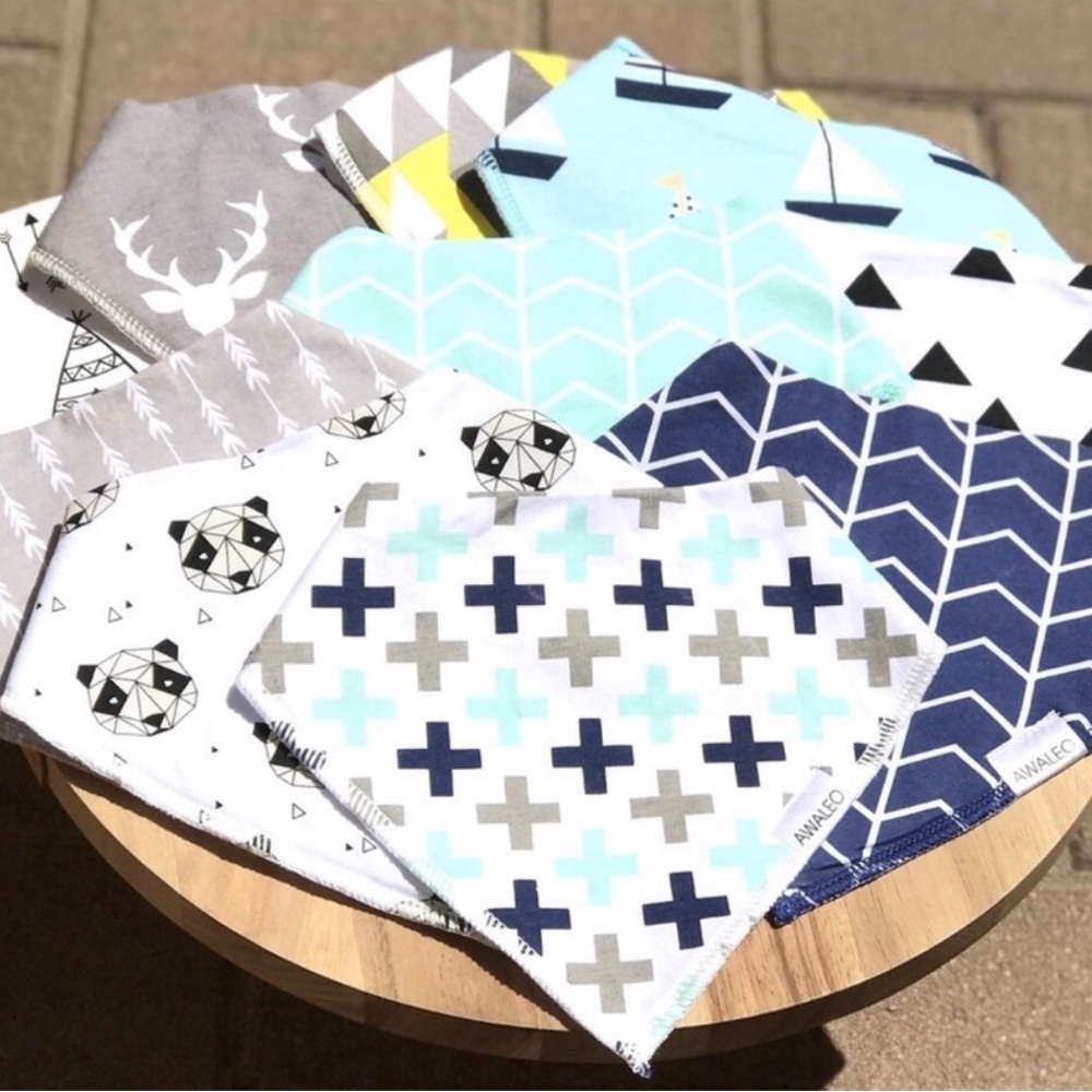 10 Organic baby bandana bibs for Boy, NEW